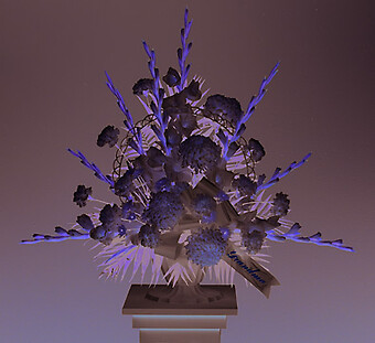 Traditional Funeral Spray with Gladiolus and Football Pompoms