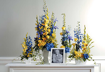 Blue &amp; Yellow Memorial Arrangement